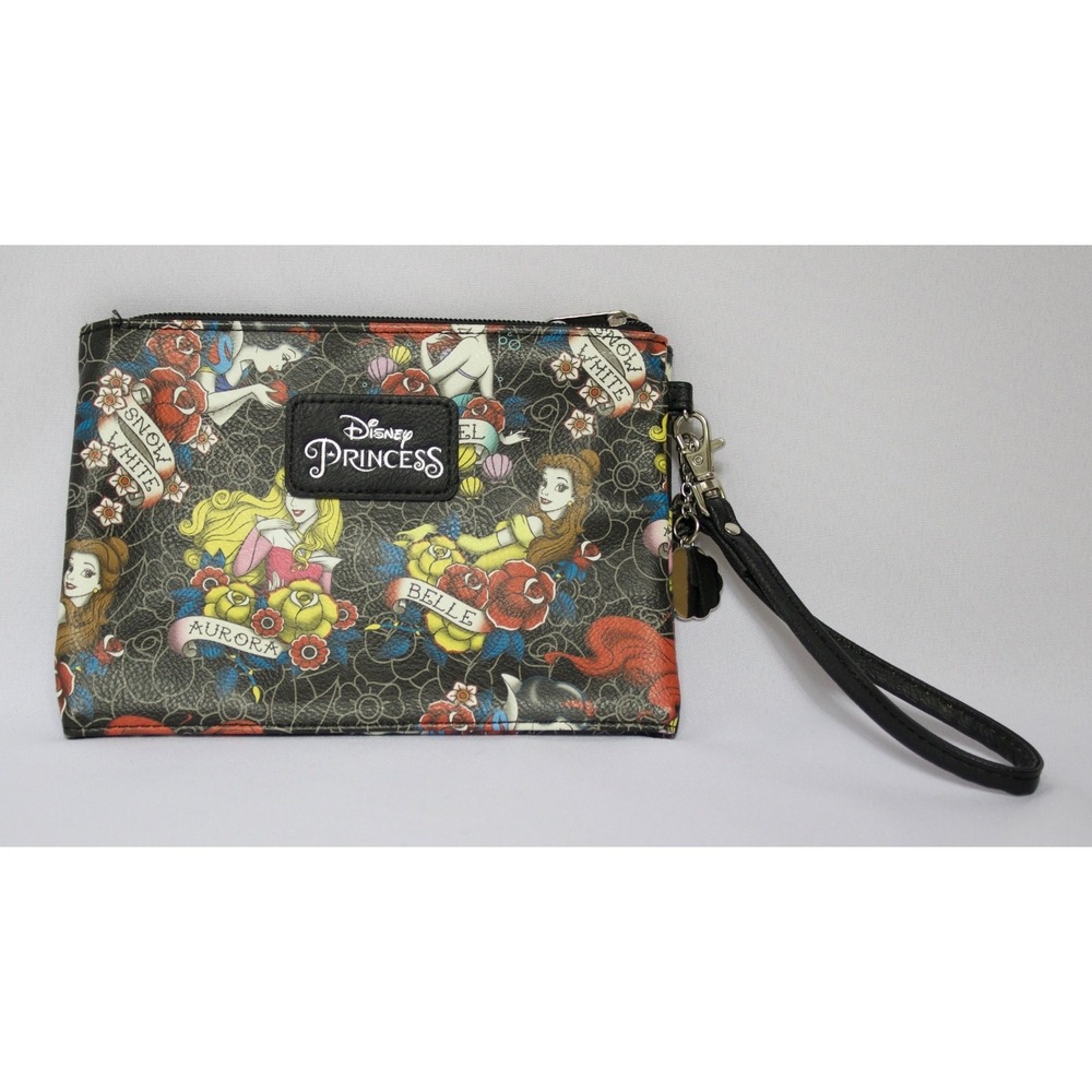 Disney Princess‎ Loungefly Tattoo Print Wristlet Zipper Bag with Keychain